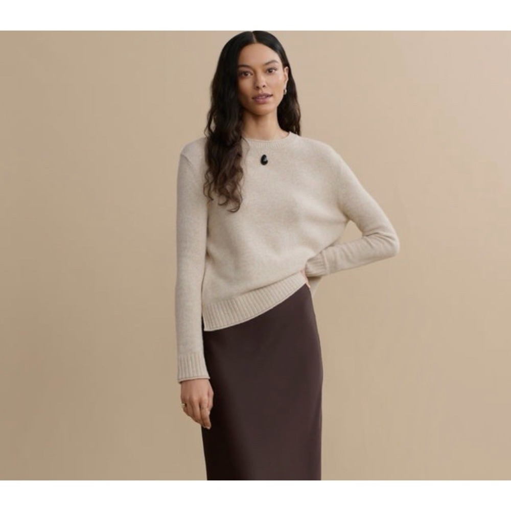 Jenni Kayne Everyday Sweater Oatmeal Beige Wool Cashmere Crewneck S Quiet Luxury